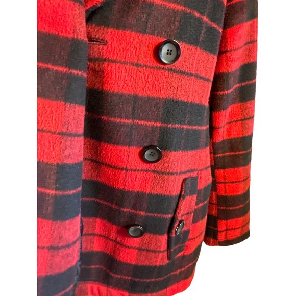New York & Company Jacket Womens Large Red Plaid Peacoat - Picture 6 of 10